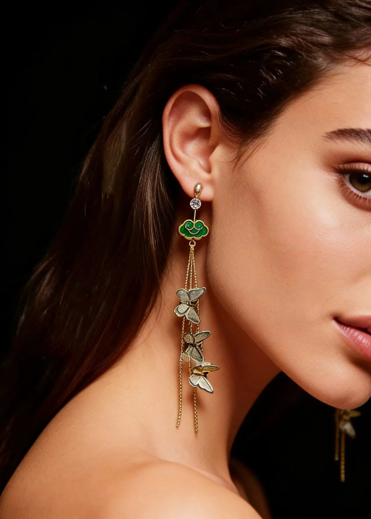 Beautiful Butterfly Design Tassels Long Drop Earrings - Image 4