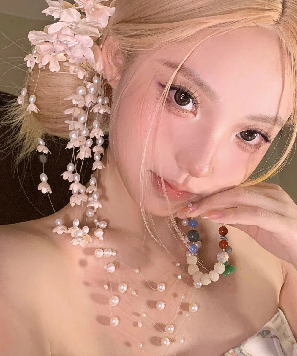 Beautiful Champagne Alloy Pearl Lily Of The Valley Tassel Hairpin - Image 4