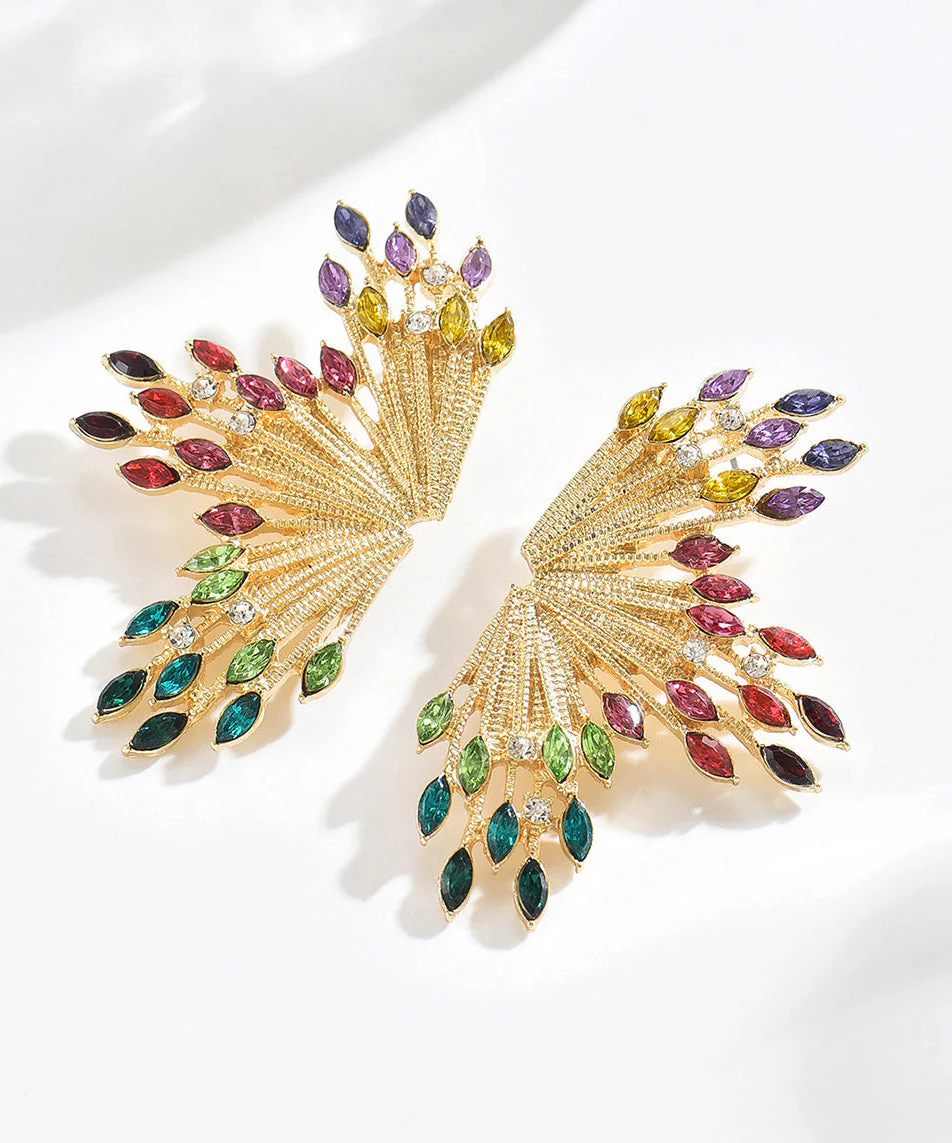 Beautiful Colorful Zircon Fan-shaped Fireworks Stud Earrings - Image 4