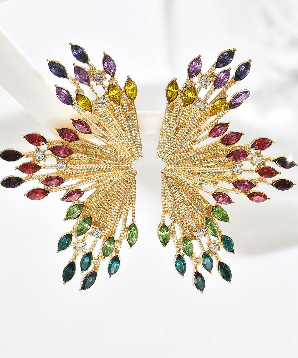 Beautiful Colorful Zircon Fan-shaped Fireworks Stud Earrings - Image 5