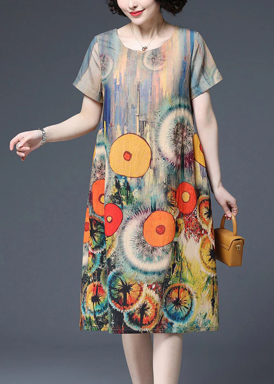 Beautiful Dot Print Pockets Cotton Dress Short Sleeve - Image 2