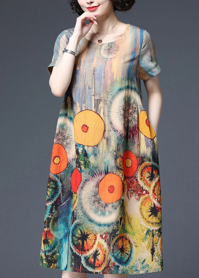 Beautiful Dot Print Pockets Cotton Dress Short Sleeve - Image 3