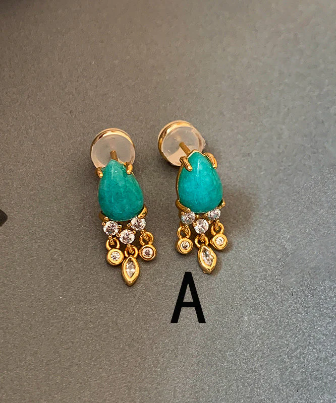 Beautiful Ethnic Style Fine Turquoise Drop Earrings - Image 2