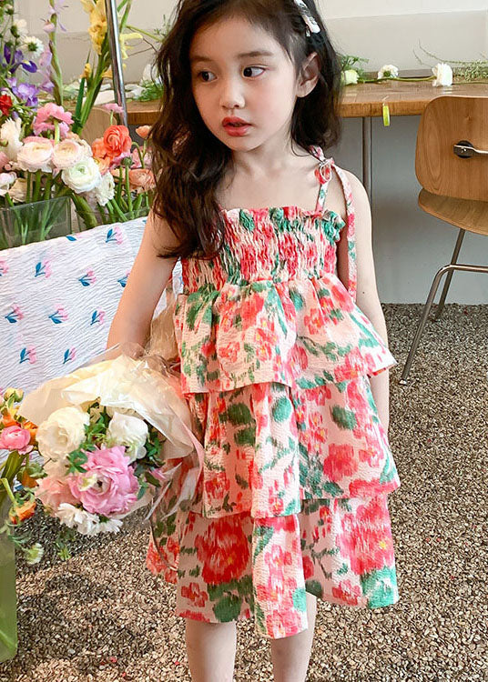 Beautiful Floral Patchwork Cotton Baby Girls Beach Vacation Dresses Sleeveless - Image 2