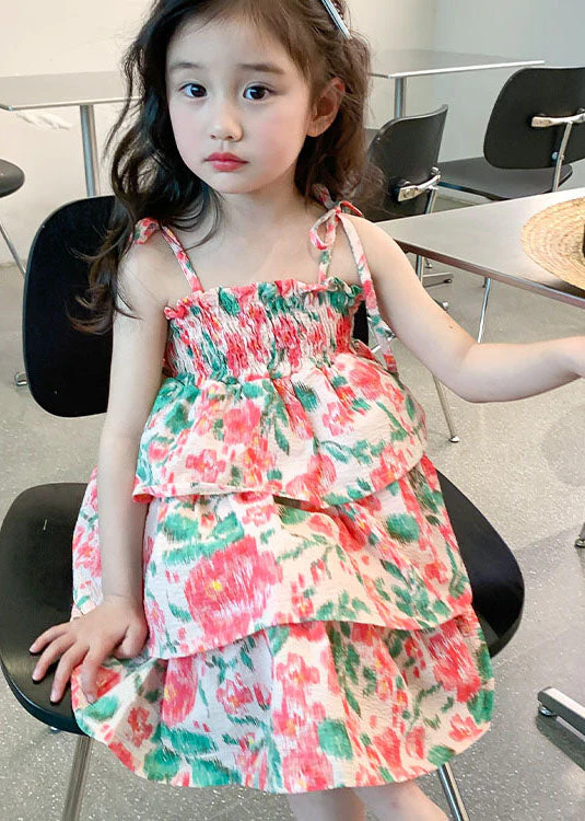 Beautiful Floral Patchwork Cotton Baby Girls Beach Vacation Dresses Sleeveless - Image 4