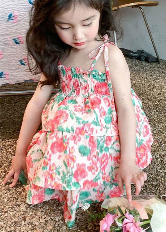 Beautiful Floral Patchwork Cotton Baby Girls Beach Vacation Dresses Sleeveless - Image 5
