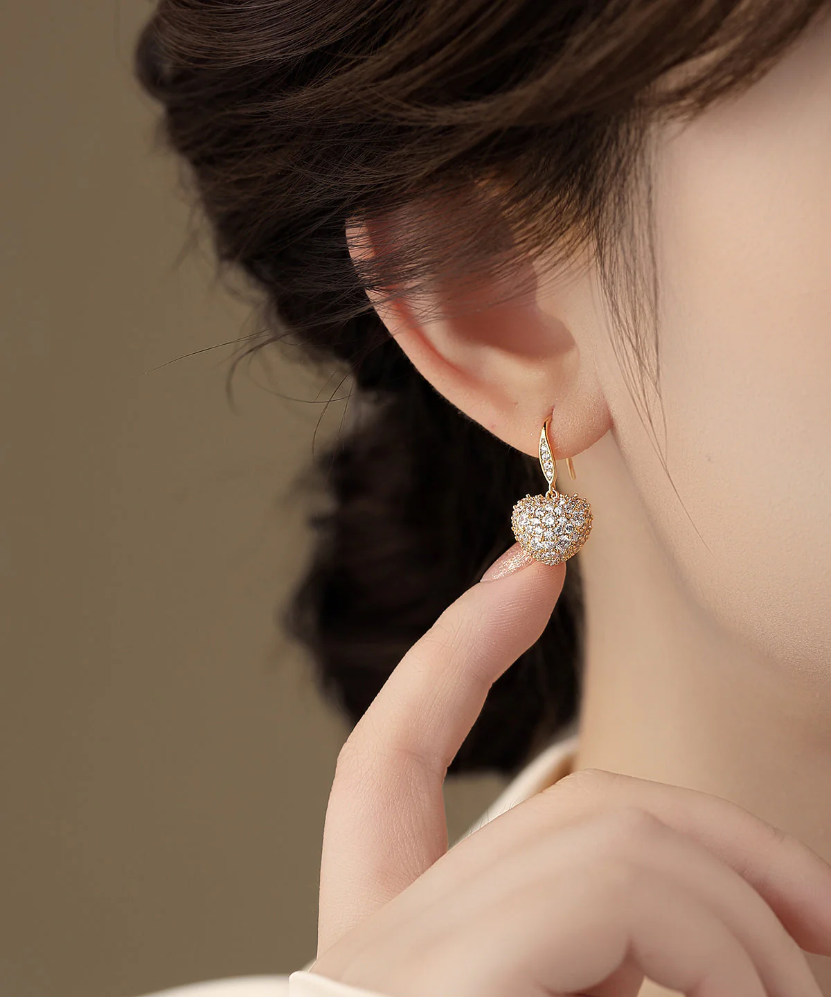 Beautiful Gold Copper Overgild Zircon Love Hoop Earrings - Image 4