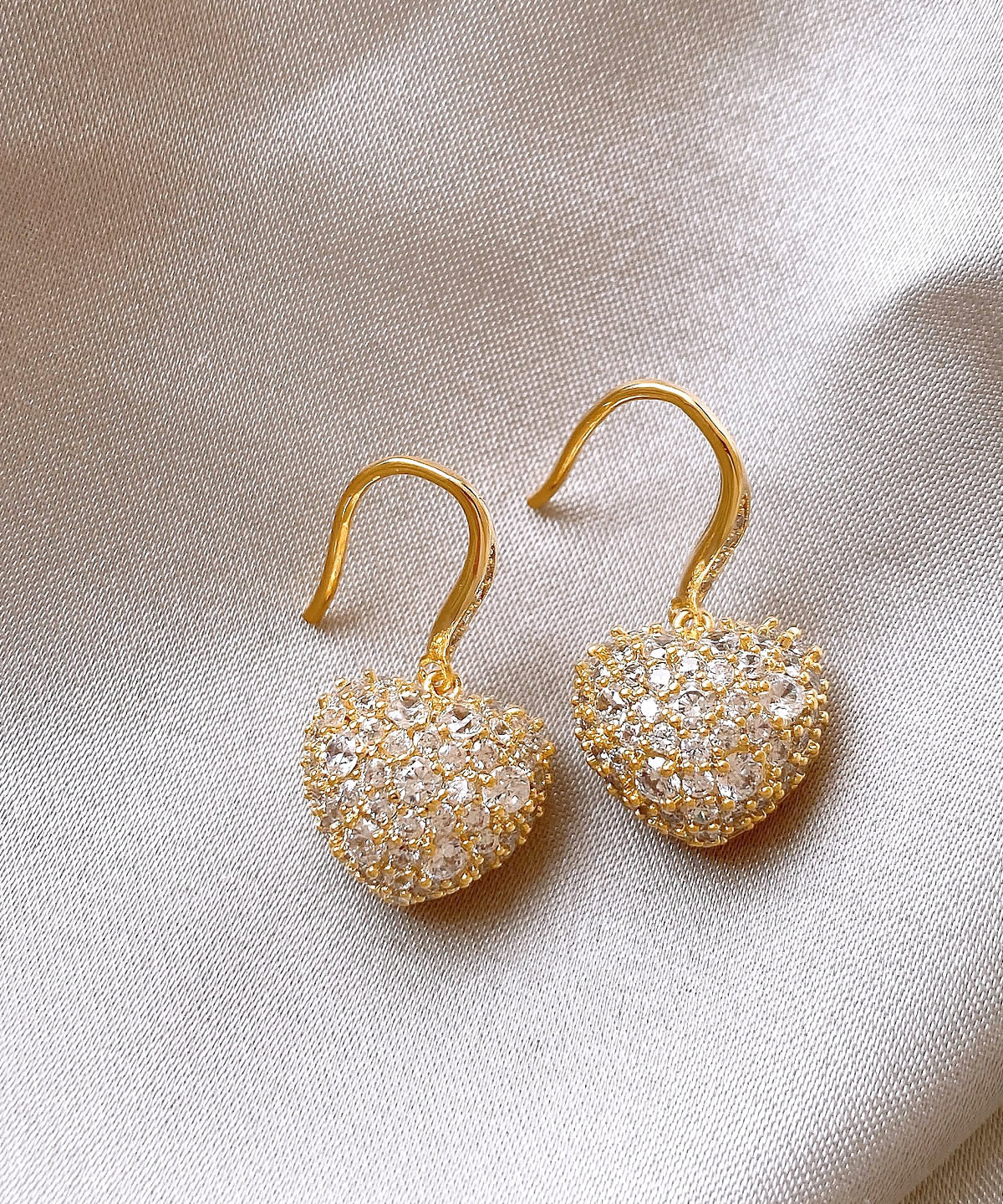 Beautiful Gold Copper Overgild Zircon Love Hoop Earrings - Image 5