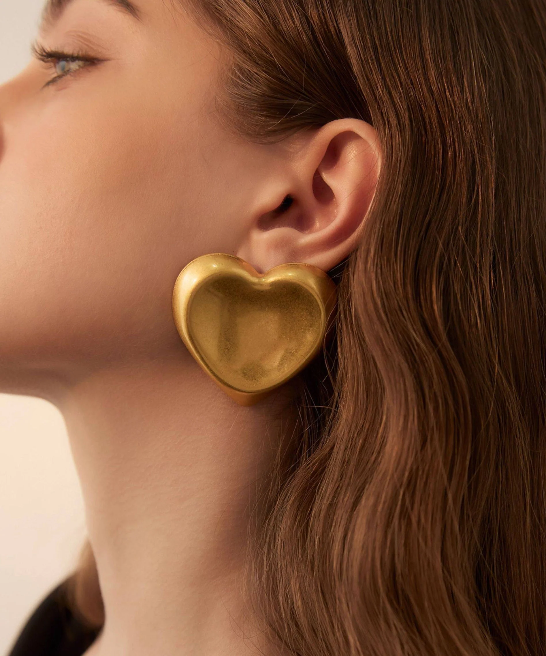 Beautiful Gold Love Oversize Alloy Stud Earrings - Image 3