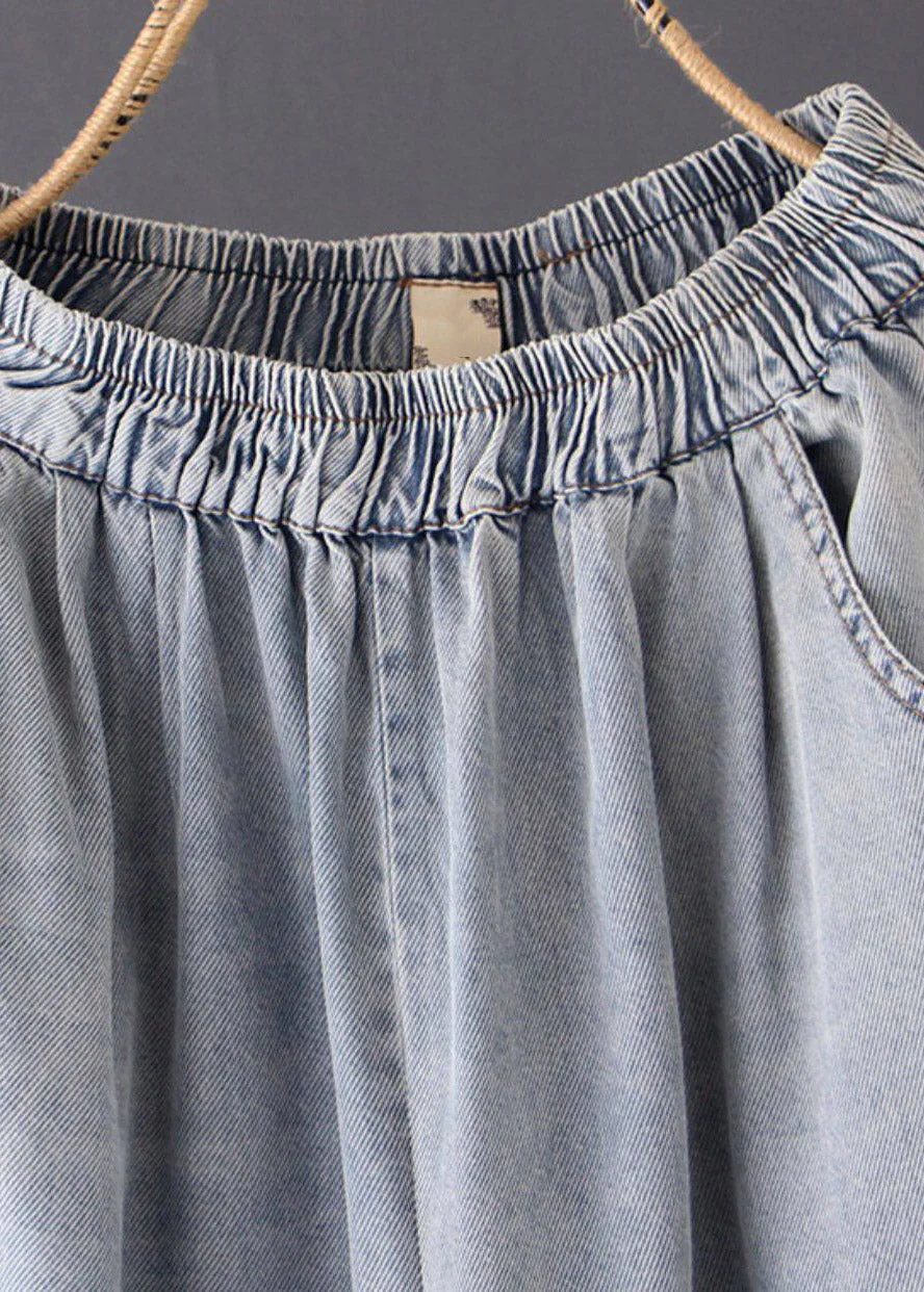 Beautiful Grey Pockets Patchwork Draping Wide Leg Jeans - Image 3