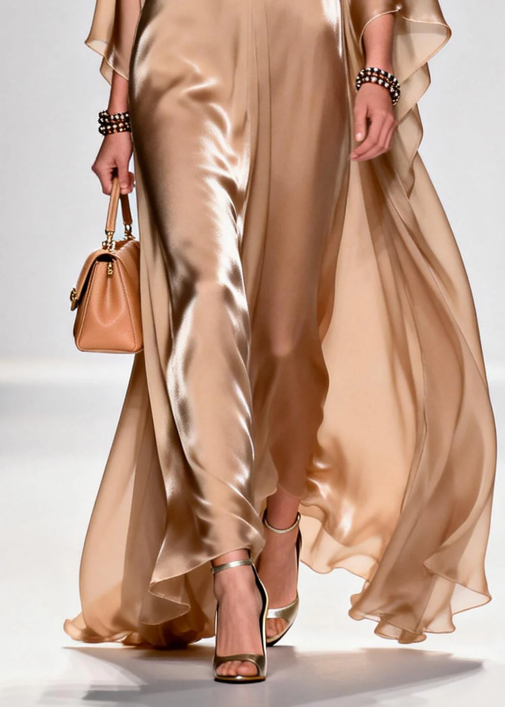 Beautiful Khaki Bow Exra Large Hem Draping Chiffon Maxi Dresses Summer - Image 4