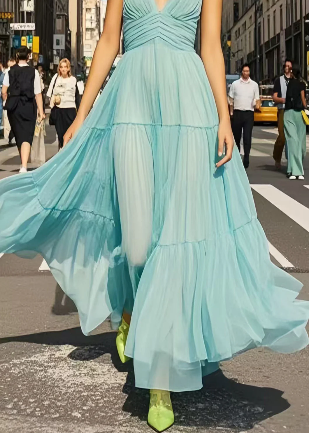 Beautiful Light Blue Exra Large Hem Chiffon Cami Dresses Summer - Image 4