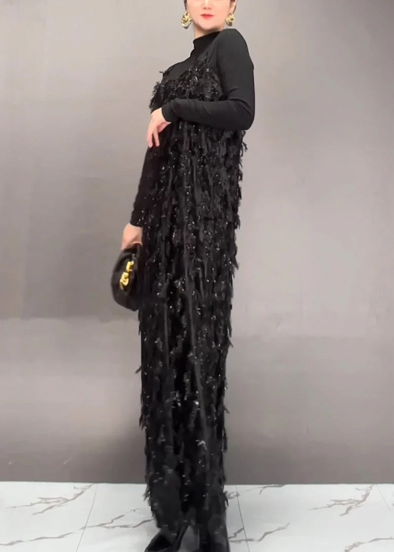 Beautiful Mulberry Tassel Top And Maxi Dress Two Pieces Set Spring - Image 5