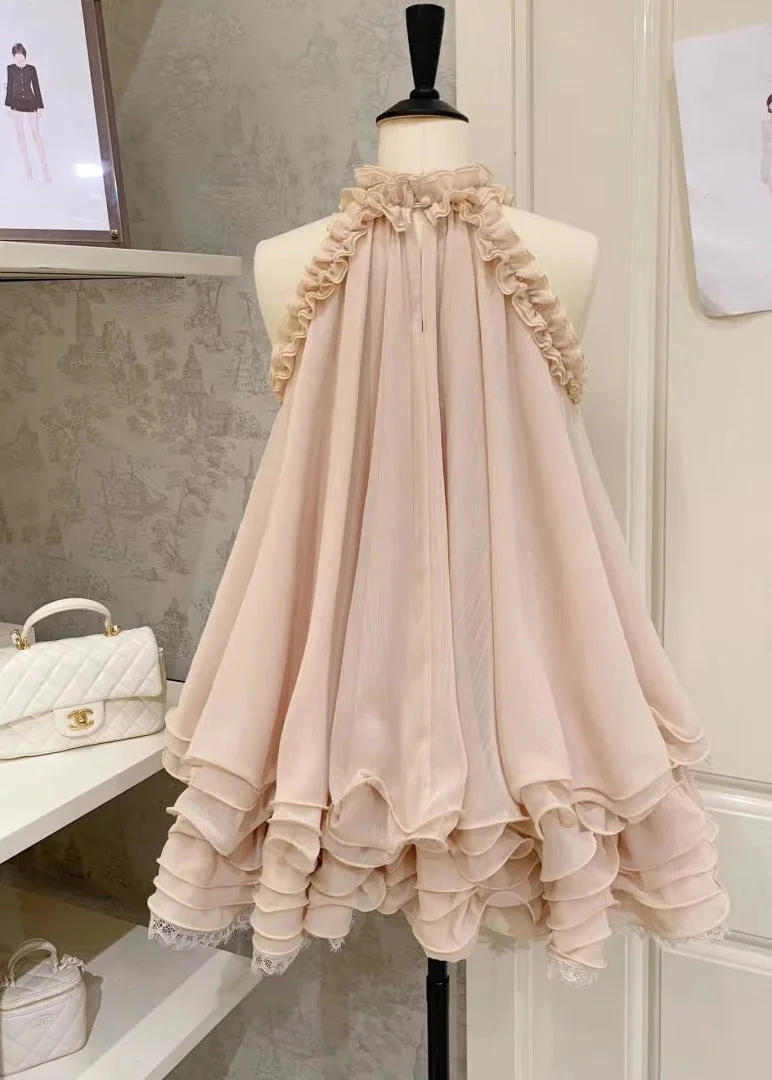 Beautiful Nude Cold Shoulder Floral Halter Tops Summer - Image 2