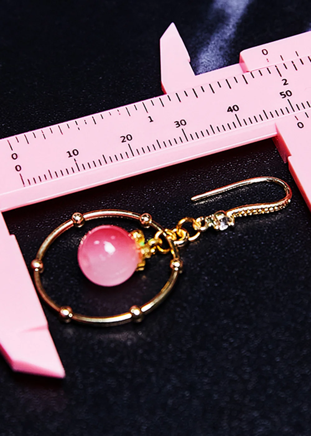 Beautiful Pink Crystal Circular Gilding Drop Earring - Image 5