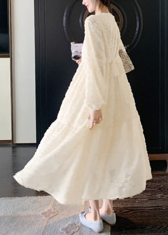 Beautiful Pink O-Neck Patchwork Lace Long Dress Spring - Image 4