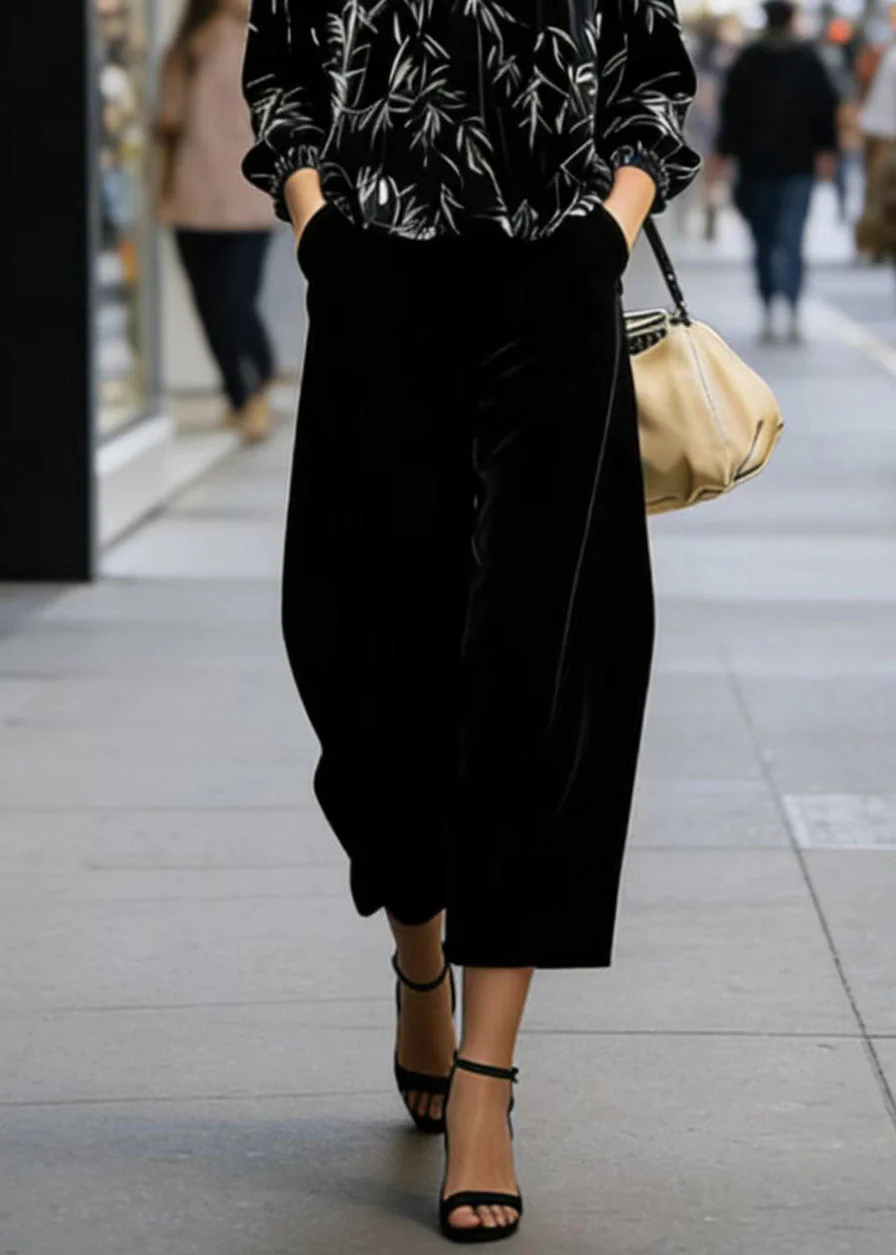 Beautiful Print Top And Pants Velvet Two Pieces Set Spring - Image 4