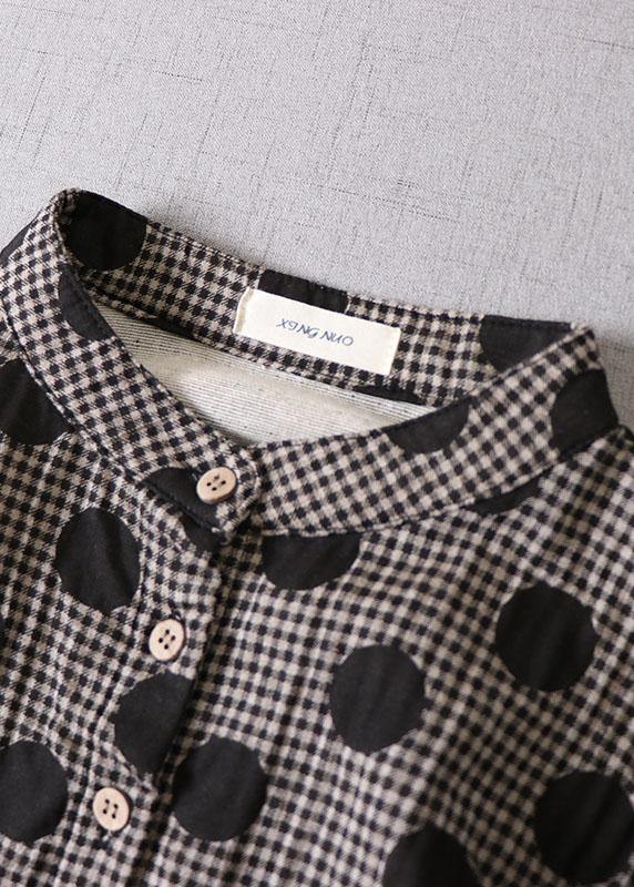 Beautiful Purple Button Patchwork Pockets Fall Print Party Dress Long sleeve - Image 2