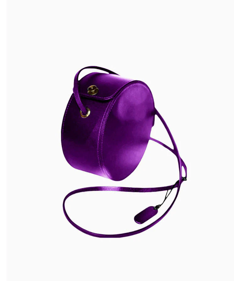 Beautiful Purple Calf Leather Round Bag - Image 5