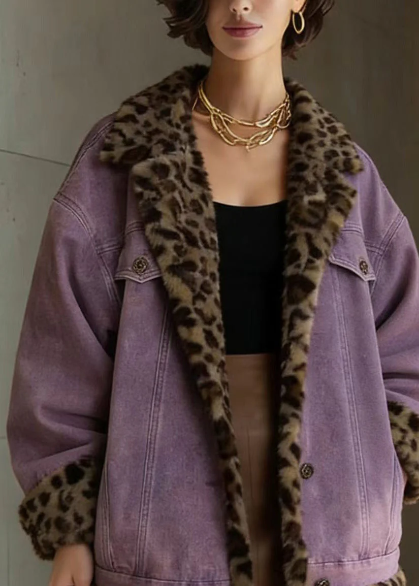 Beautiful Purple Pockets Wear On Both Sides Faux Fur Jacket Winter - Image 2
