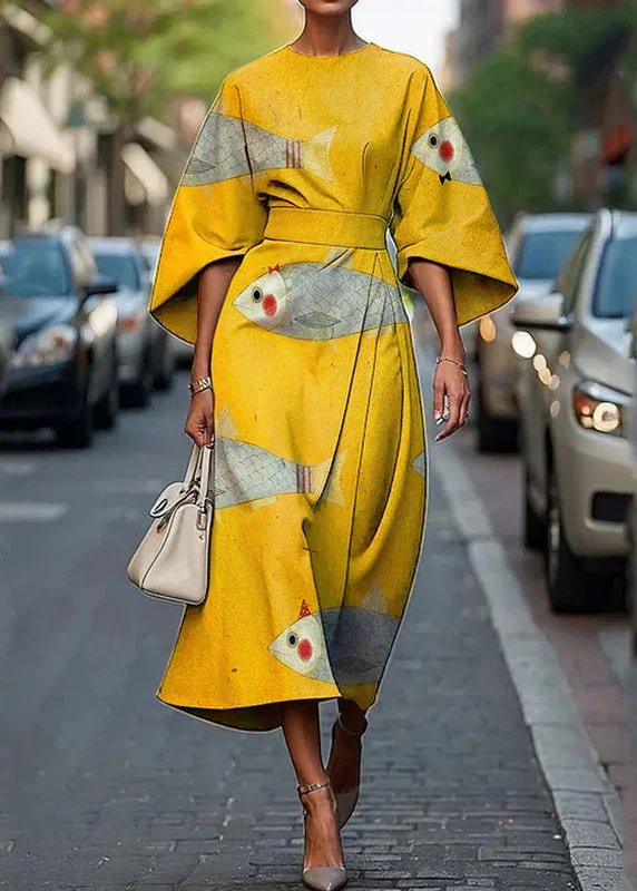 Beautiful Rainbow O-Neck Print Maxi Dresses Summer - Image 3