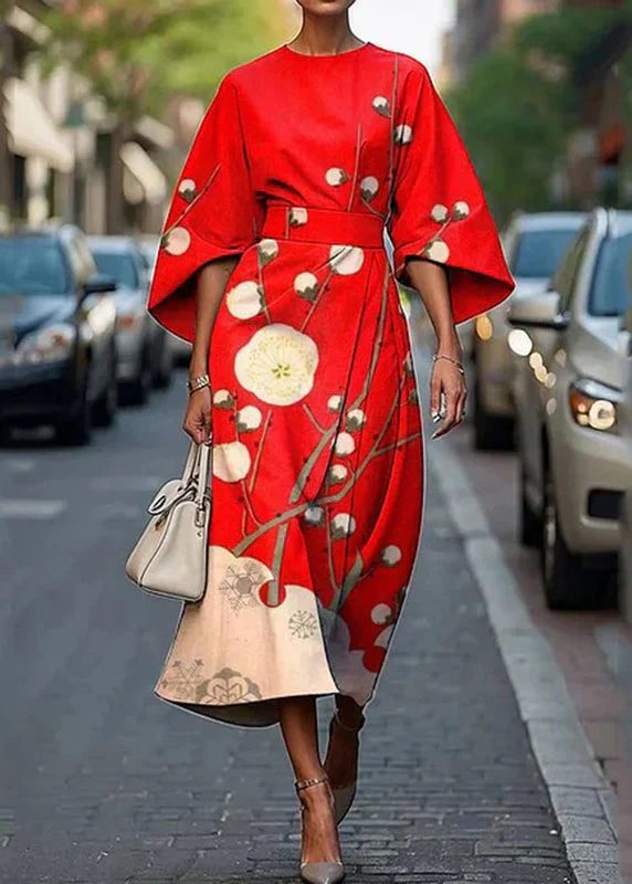 Beautiful Rainbow O-Neck Print Maxi Dresses Summer - Image 4