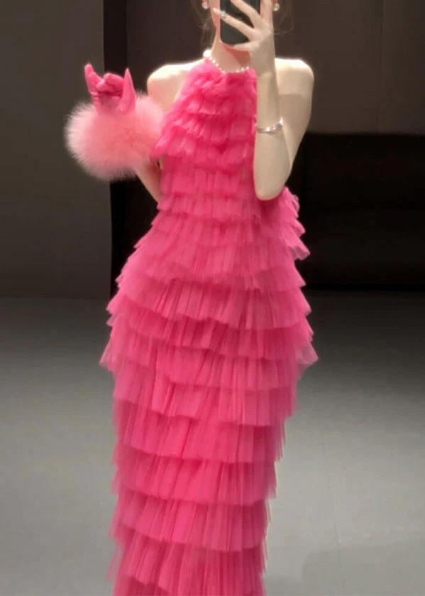 Beautiful Rose Backless Solid Pleated Dresses Sleeveless - Image 2