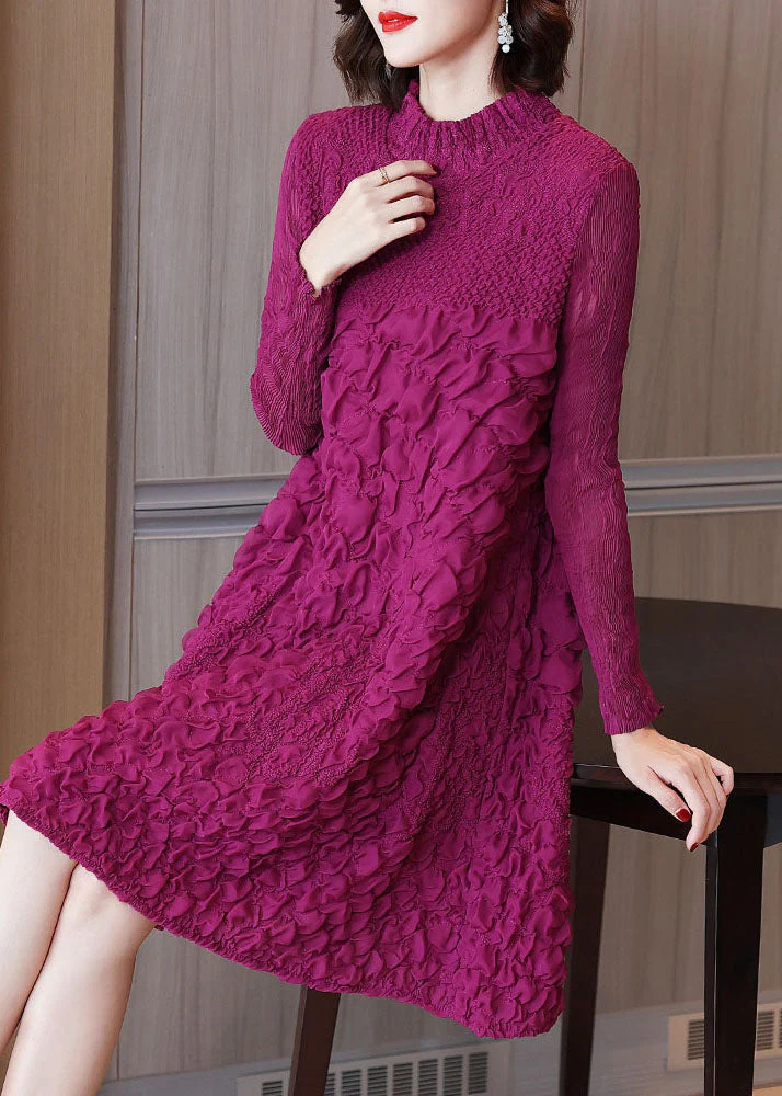 Beautiful Rose O-Neck Embroidered Long A Line Dresses Long Sleeve - Image 5