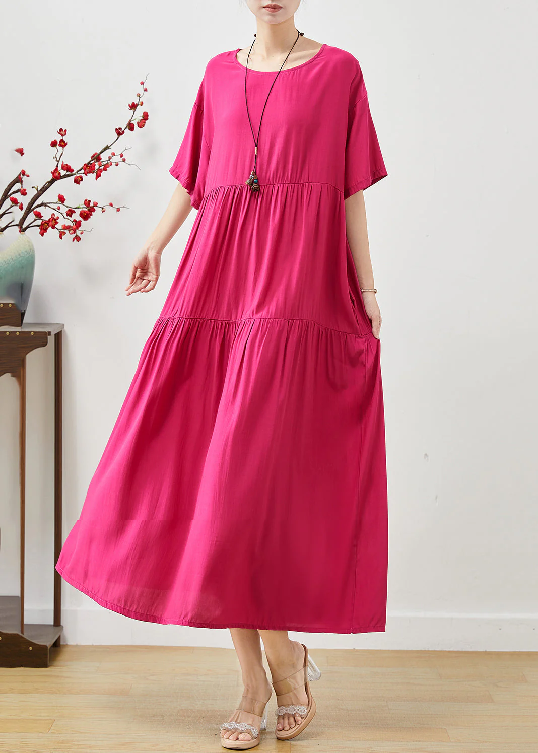 Beautiful Rose Oversized Patchwork Cotton Maxi Dresses Summer - Image 3