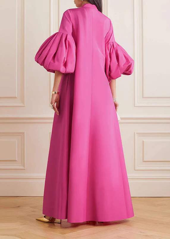 Beautiful Rose Stand Collar Maxi Dress Petal Sleeve - Image 2