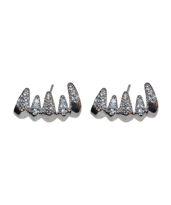 Beautiful Silver Zircon Stylish Stud Earrings - Image 5