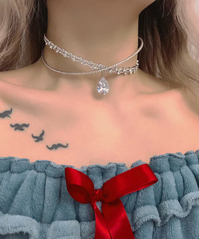 Beautiful Silvery Sparkling Zircon Choker - Image 2