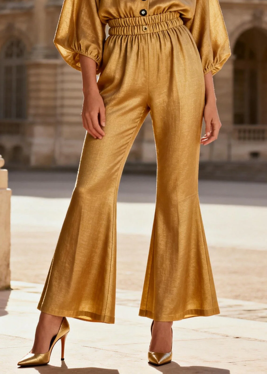 Beautiful V Neck Patchwork Linen Silk Two Pieces Set Summer - Image 4