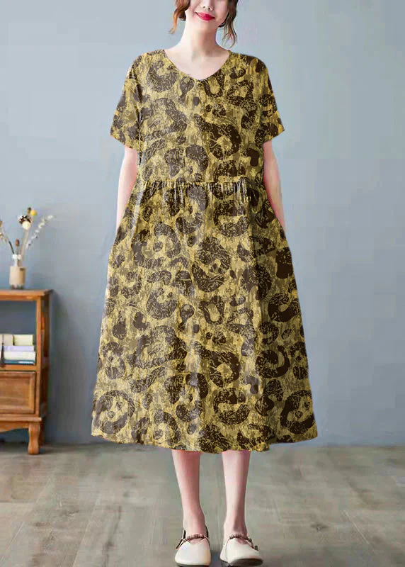 Beautiful white bamboo Pockets Print O Neck Dress - Image 7