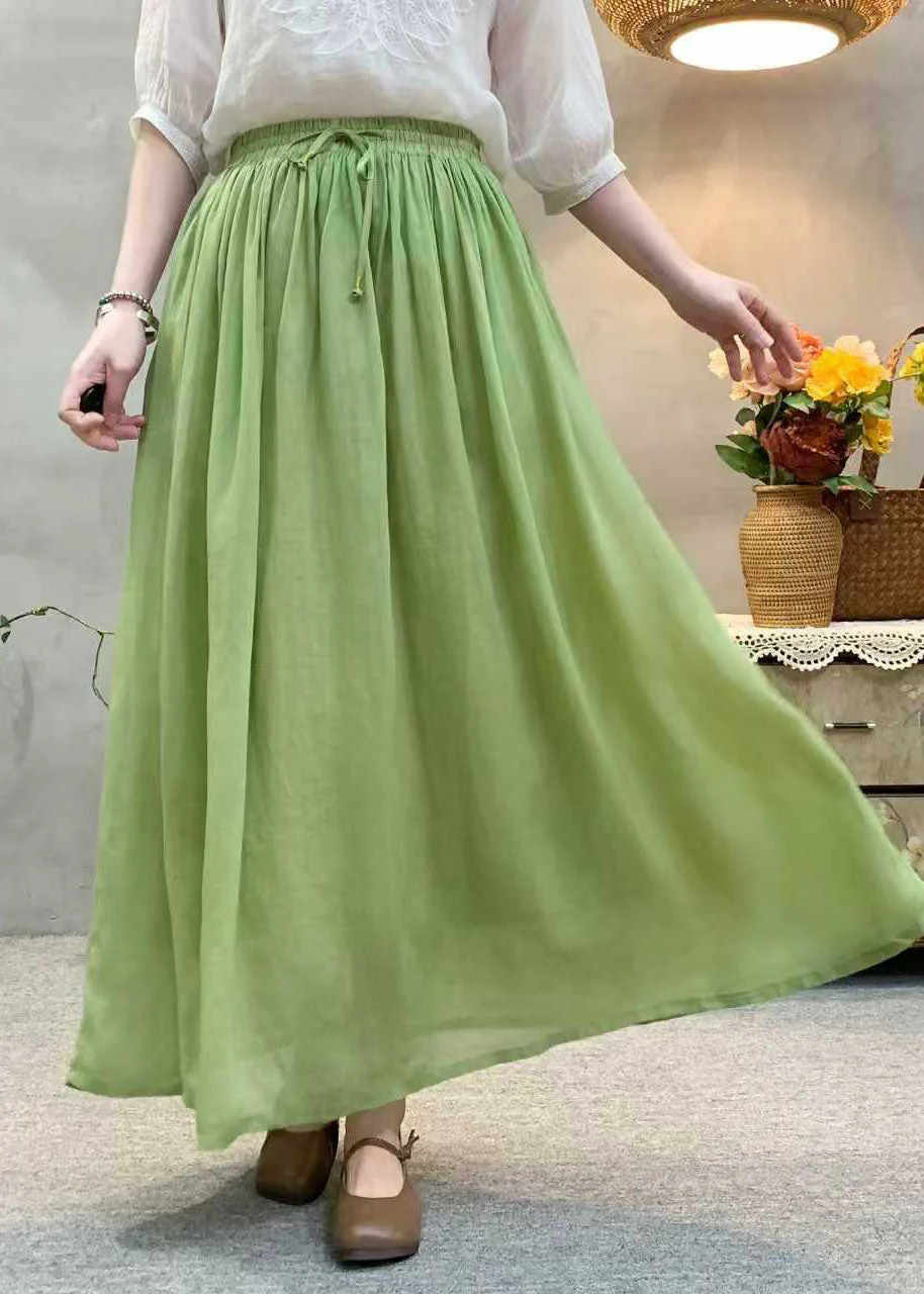 Beautiful White Elastic Waist Wrinkled Linen Skirts Summer - Image 3