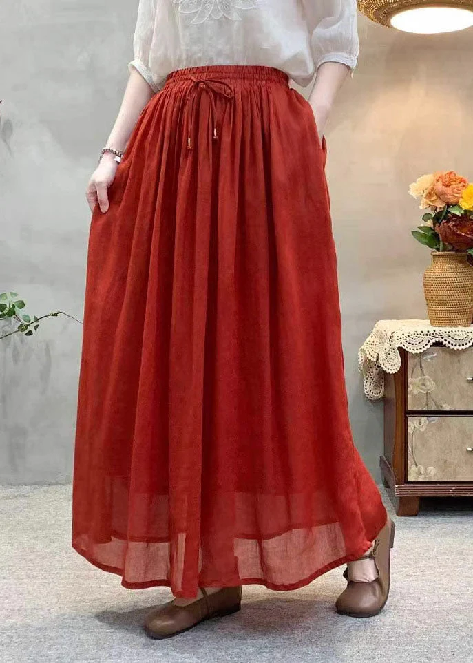 Beautiful White Elastic Waist Wrinkled Linen Skirts Summer - Image 4