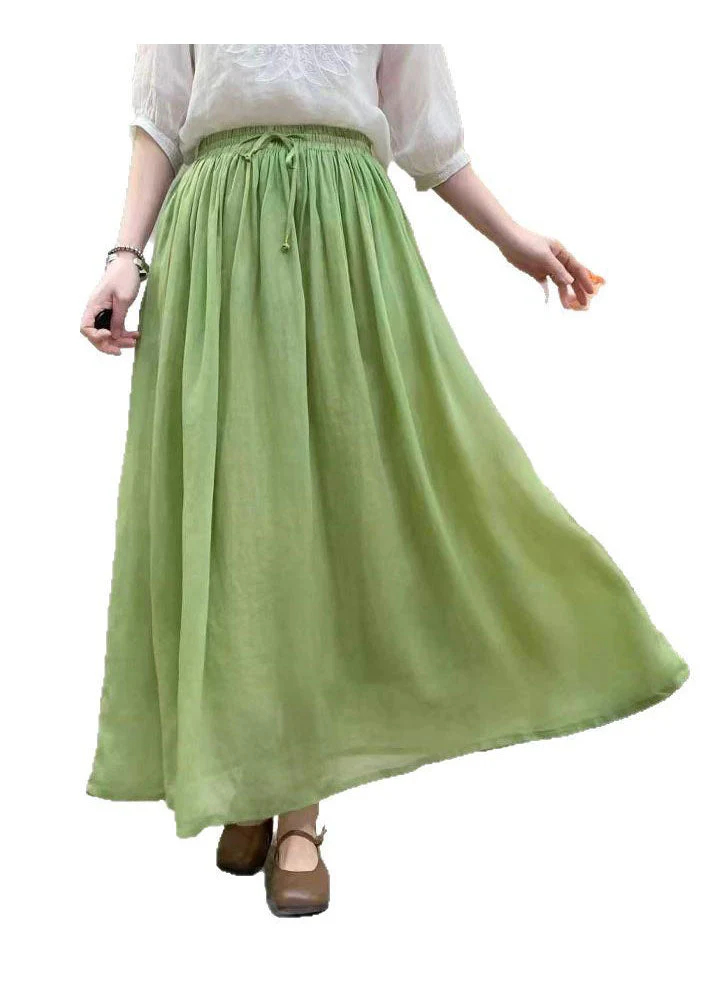 Beautiful White Elastic Waist Wrinkled Linen Skirts Summer - Image 5