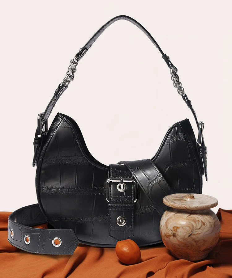 Beautiful White Jacquard Solid Durable Faux Leather Saddle Bag - Image 2