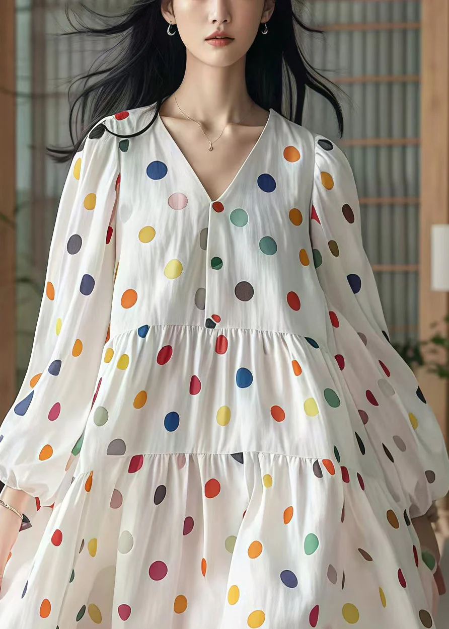 Beautiful White Oversized Print Cotton Vacation Dresses Fall - Image 2