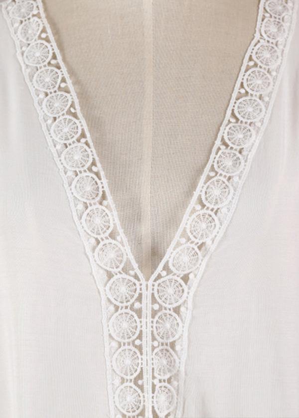 Beautiful White Patchwork Hollow Outkimono robe Summer Maxi Dress - Image 5