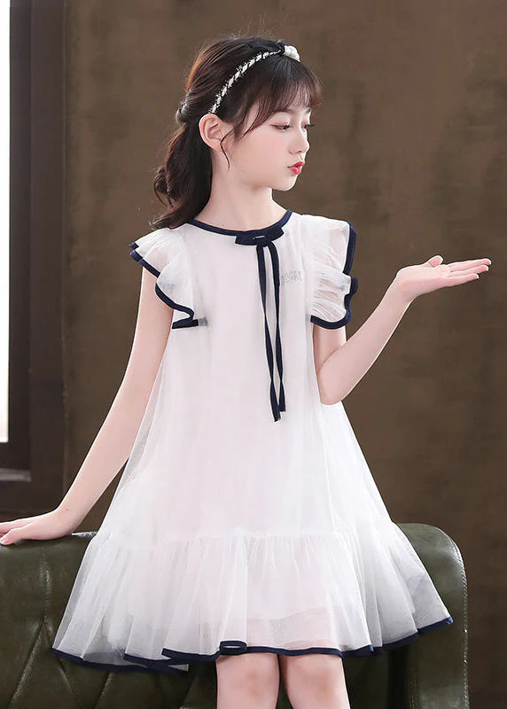 Beautiful White Puff Sleeve Tulle Baby Girls Dress Summer - Image 2