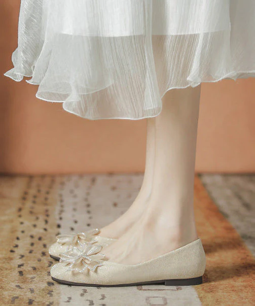 Beautiful White Sparkly Flat Shoes For Women Flats - Image 3