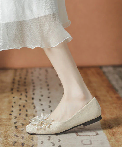 Beautiful White Sparkly Flat Shoes For Women Flats - Image 5