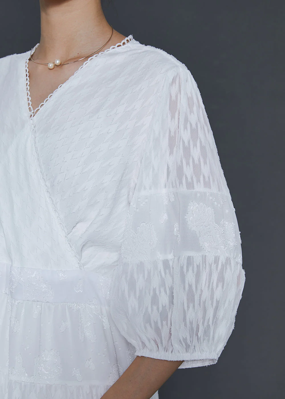 Beautiful White V Neck Patchwork Chiffon Vacation Dresses Summer - Image 5