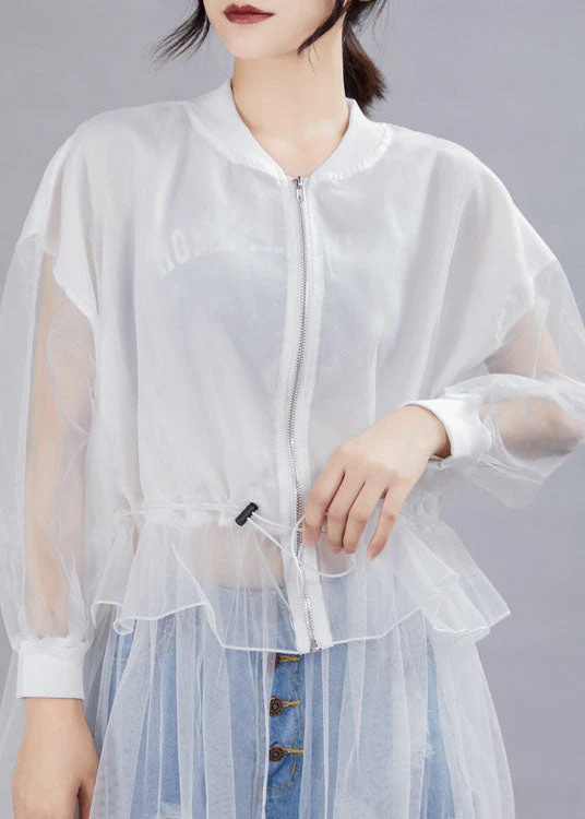 Beautiful White zippered Patchwork asymmetrical design Fall Dresses Long sleeve - Image 4