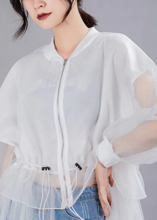 Beautiful White zippered Patchwork asymmetrical design Fall Dresses Long sleeve - Image 5
