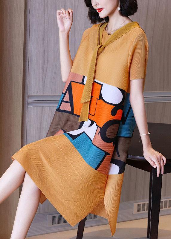 Beautiful Yellow hooded Print A Line Summer Dresses - Image 2
