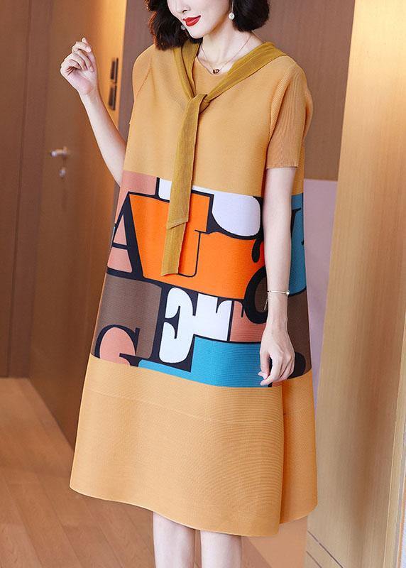 Beautiful Yellow hooded Print A Line Summer Dresses - Image 3