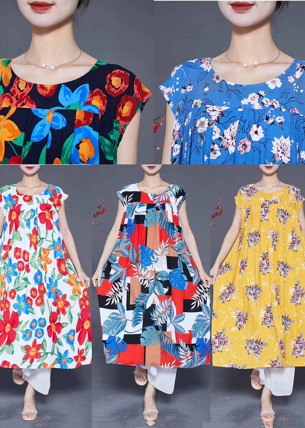 Beautiful Yellow Oversized Print Cotton Party Dress Summer - Image 5