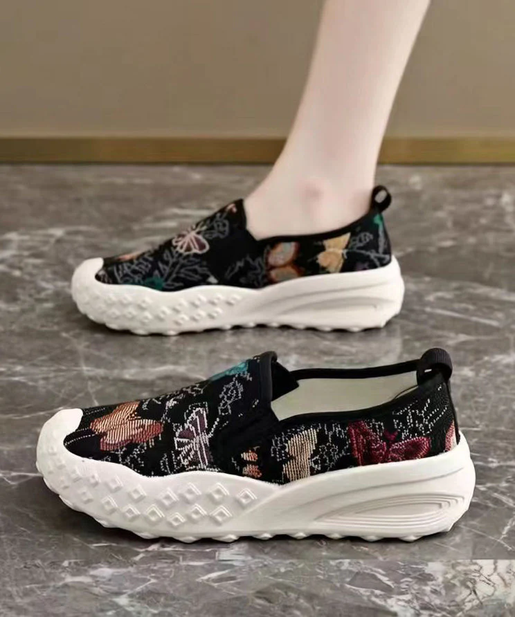 Beige Flat Shoes For Women Cotton Fabric DIY Flat Shoes For Women - Image 2